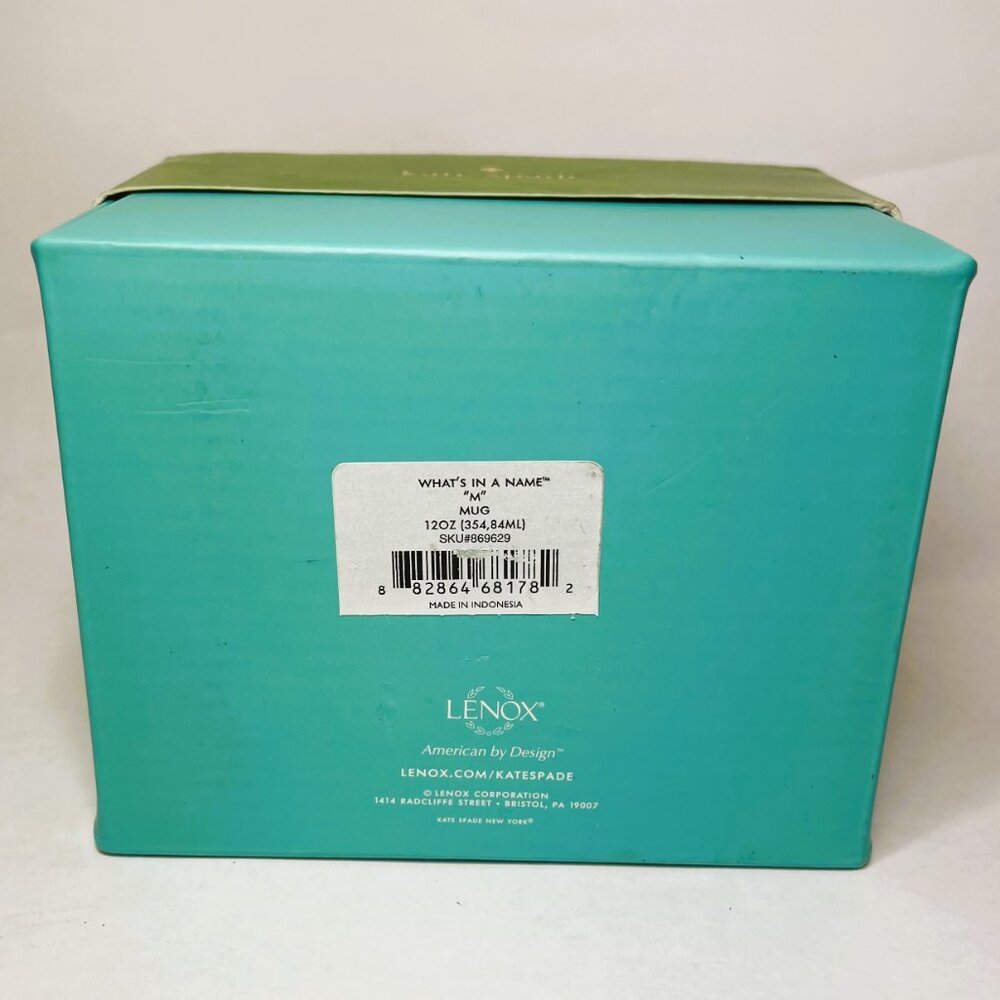 Kate Spade Black and White Striped Mug with Green Initial - Picture 6 of 7